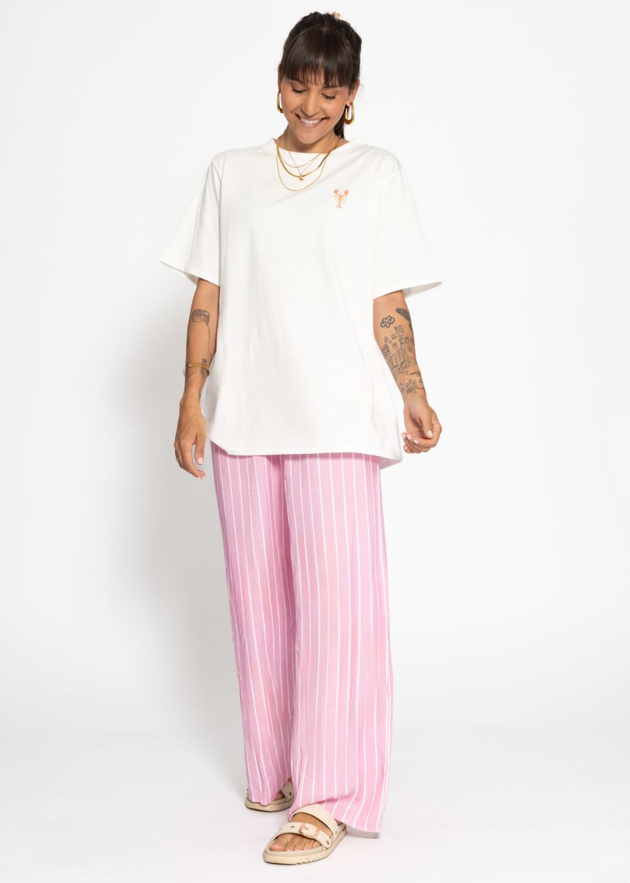 Striped trousers with wide leg - pink
