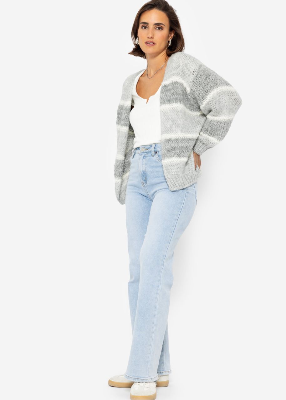 Cardigan in stripe design - grey