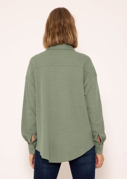 Oversize waffle piqué blouse - green