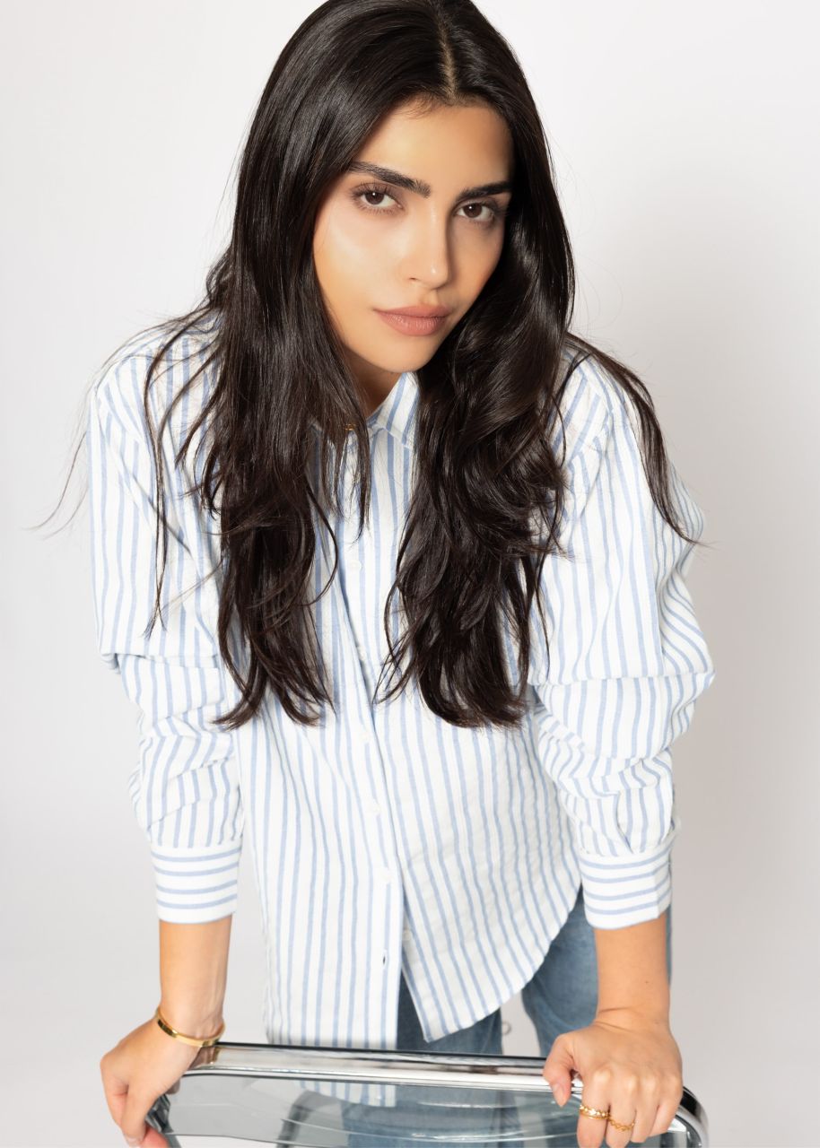 Striped shirt blouse - blue