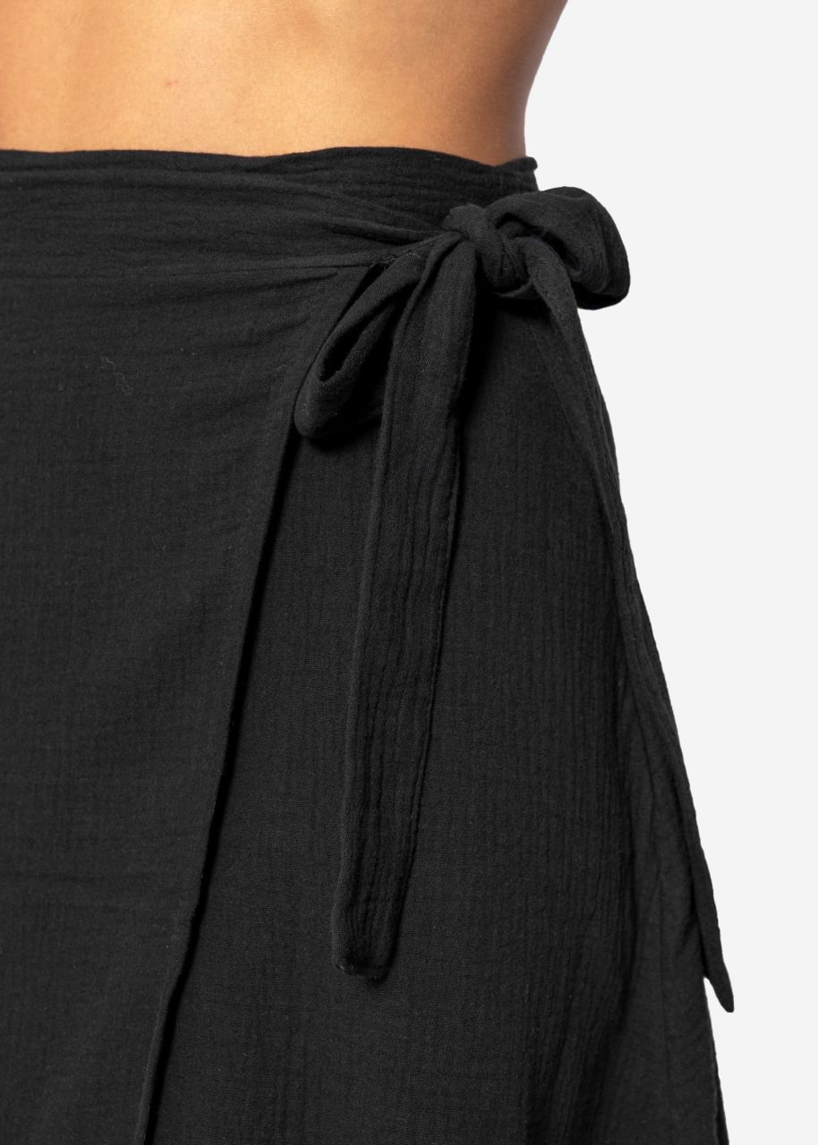 Long muslin wrap skirt - black