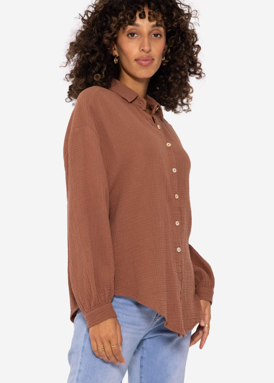 Muslin blouse oversize, short, cafelatte