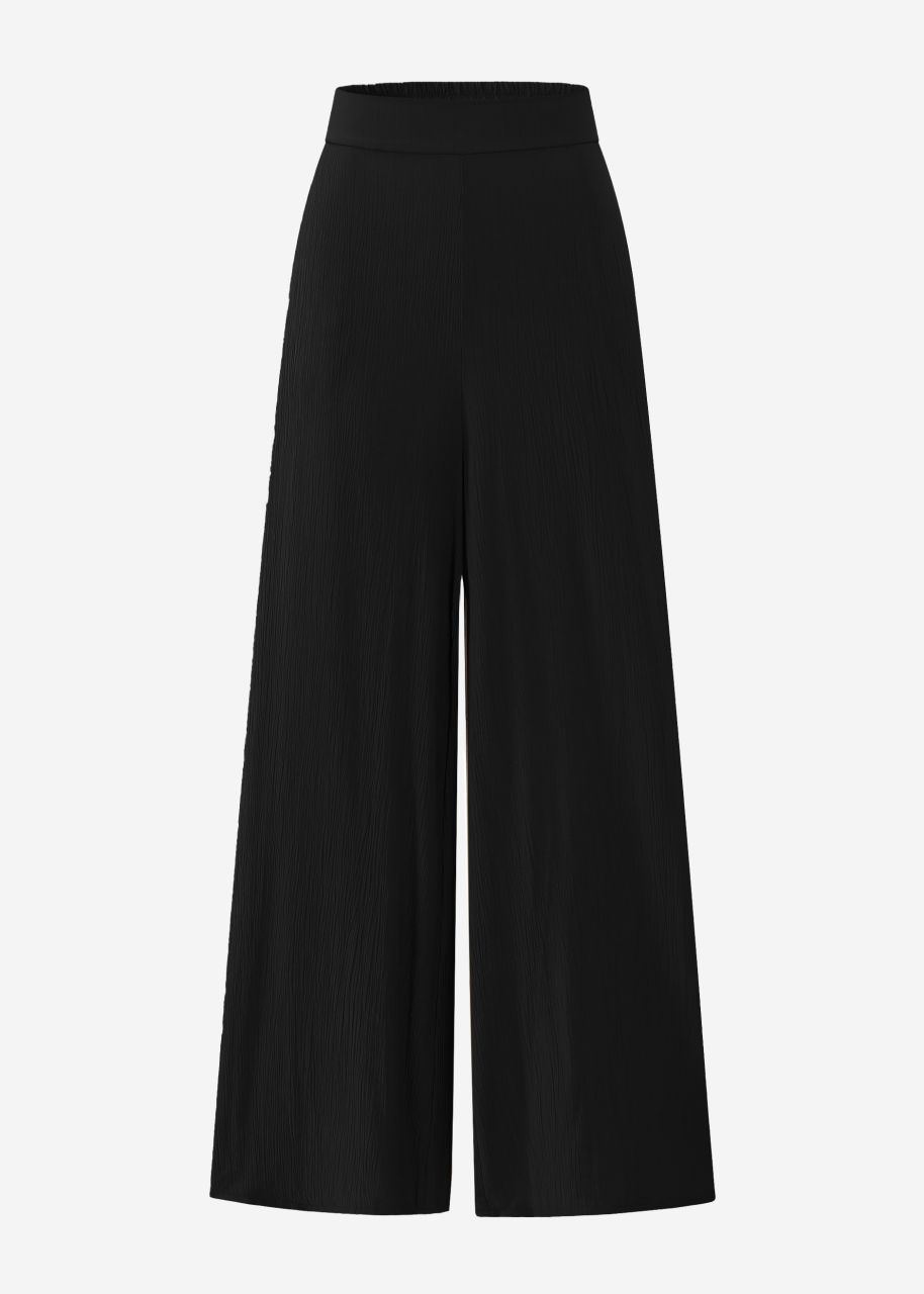 Lässige Hose in Crincle-Optik - schwarz