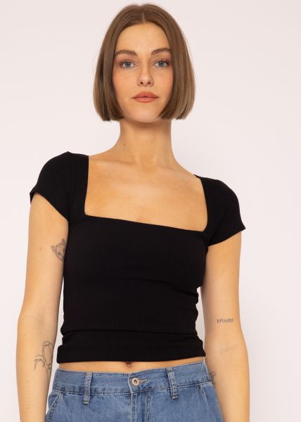 Square neck t-shirt, black