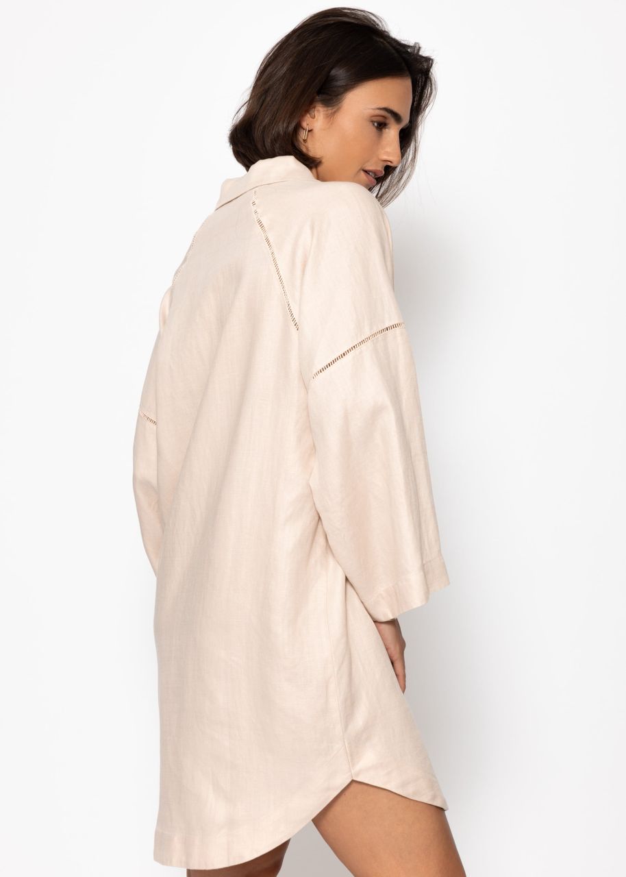 Linen dress with button placket - cream