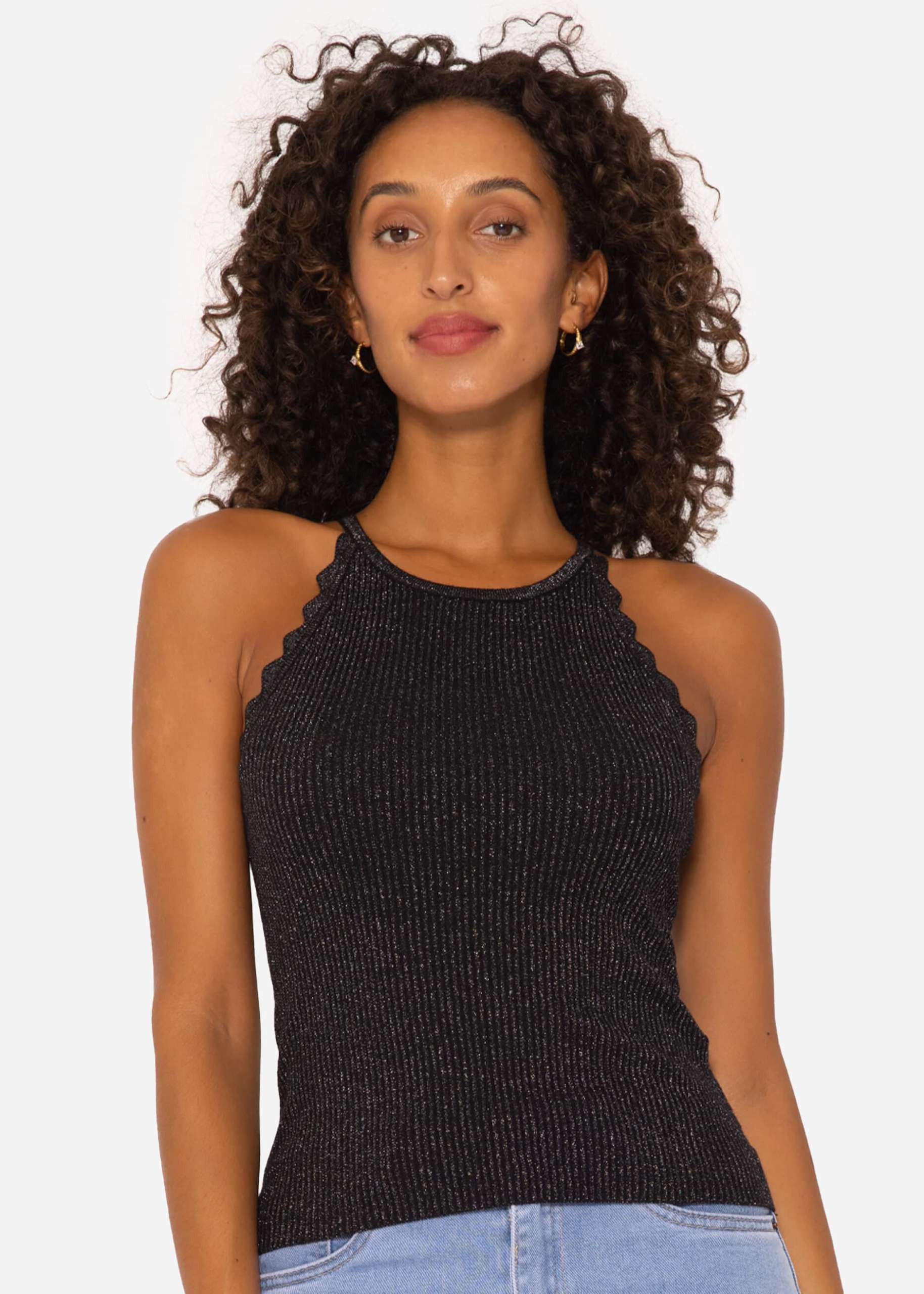 Lurex knit top - black