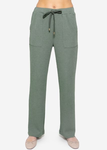 Casual Pants in Waffle Piqué - green