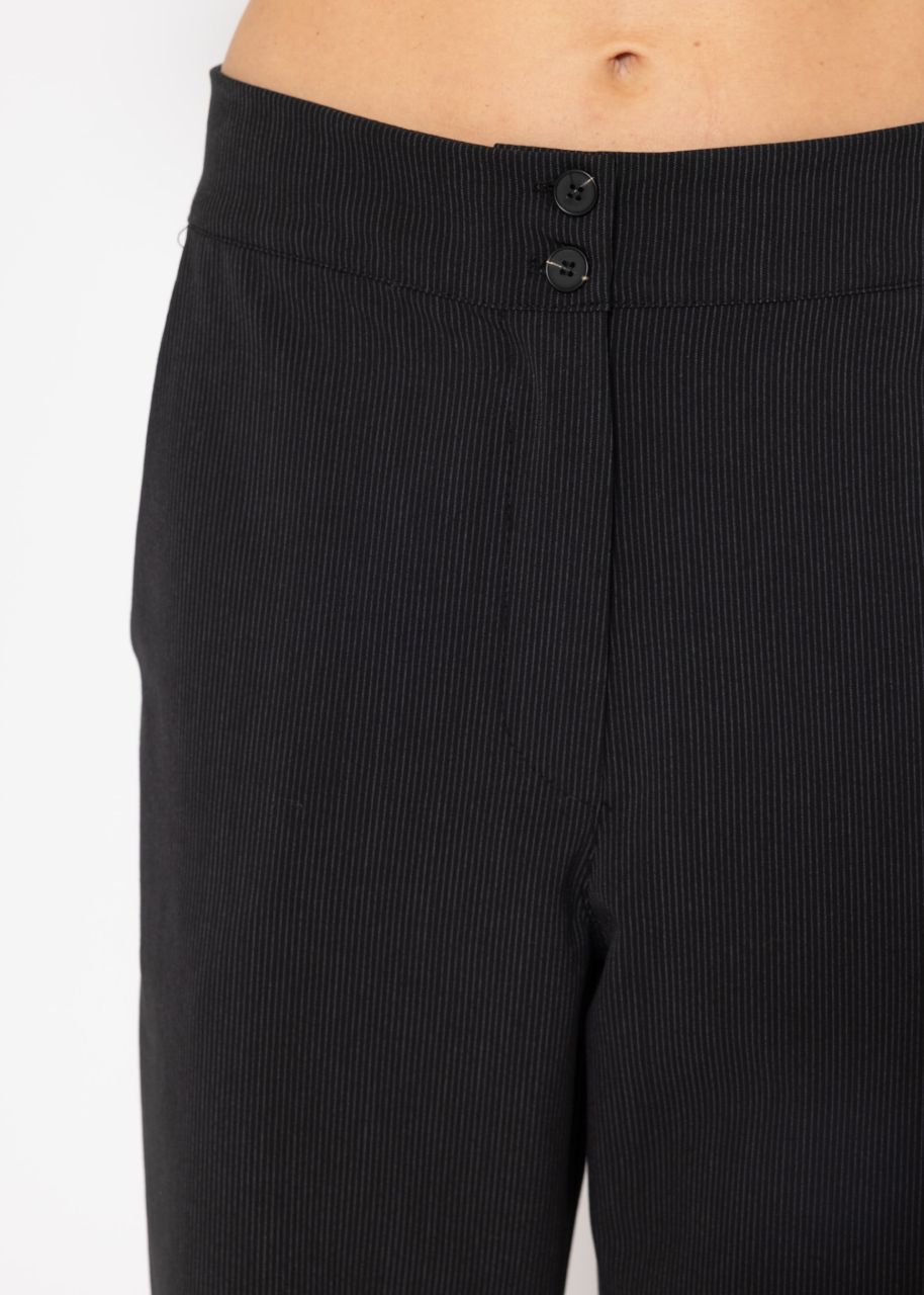 Trousers with fine pinstripes - black