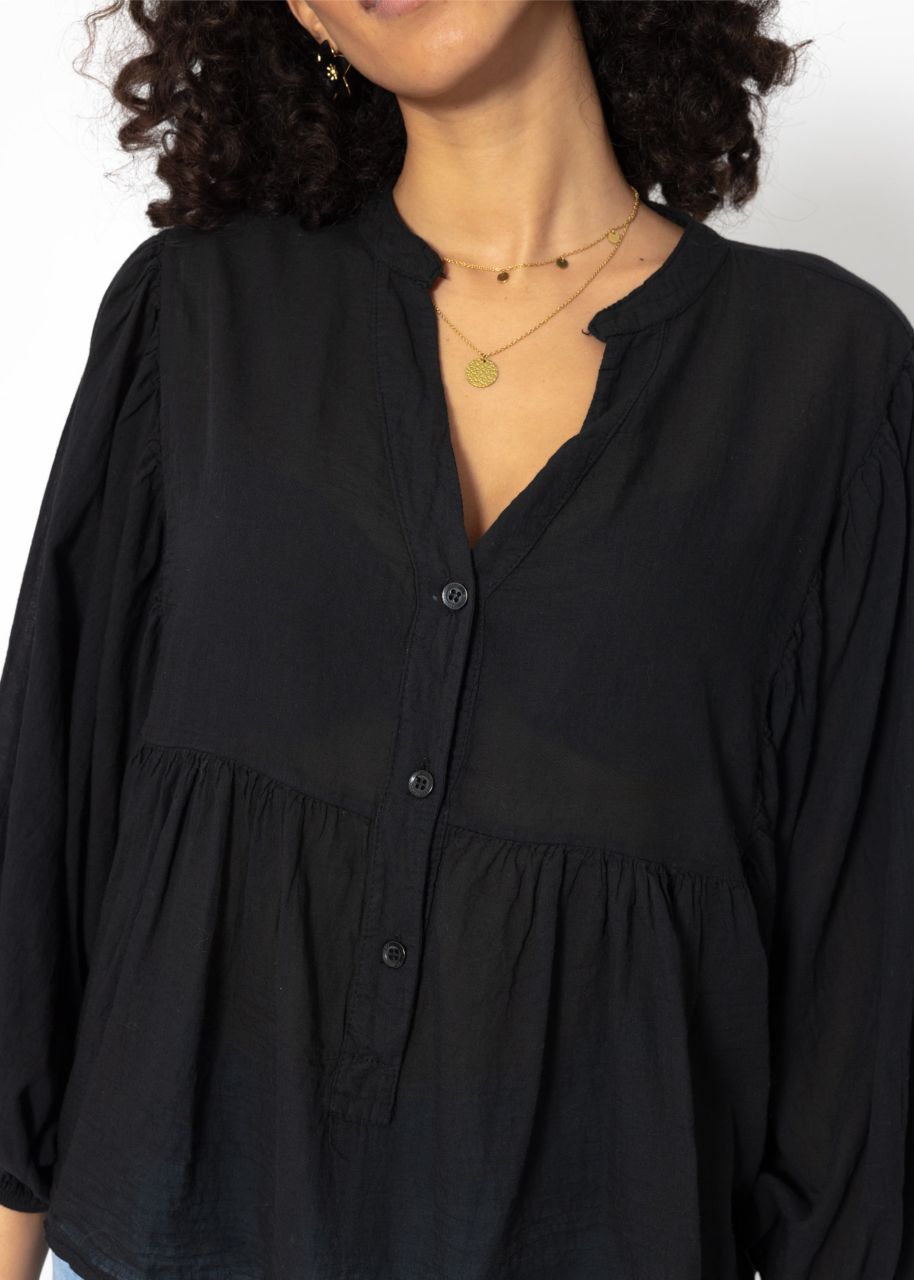 Oversize cotton voile blouse - black