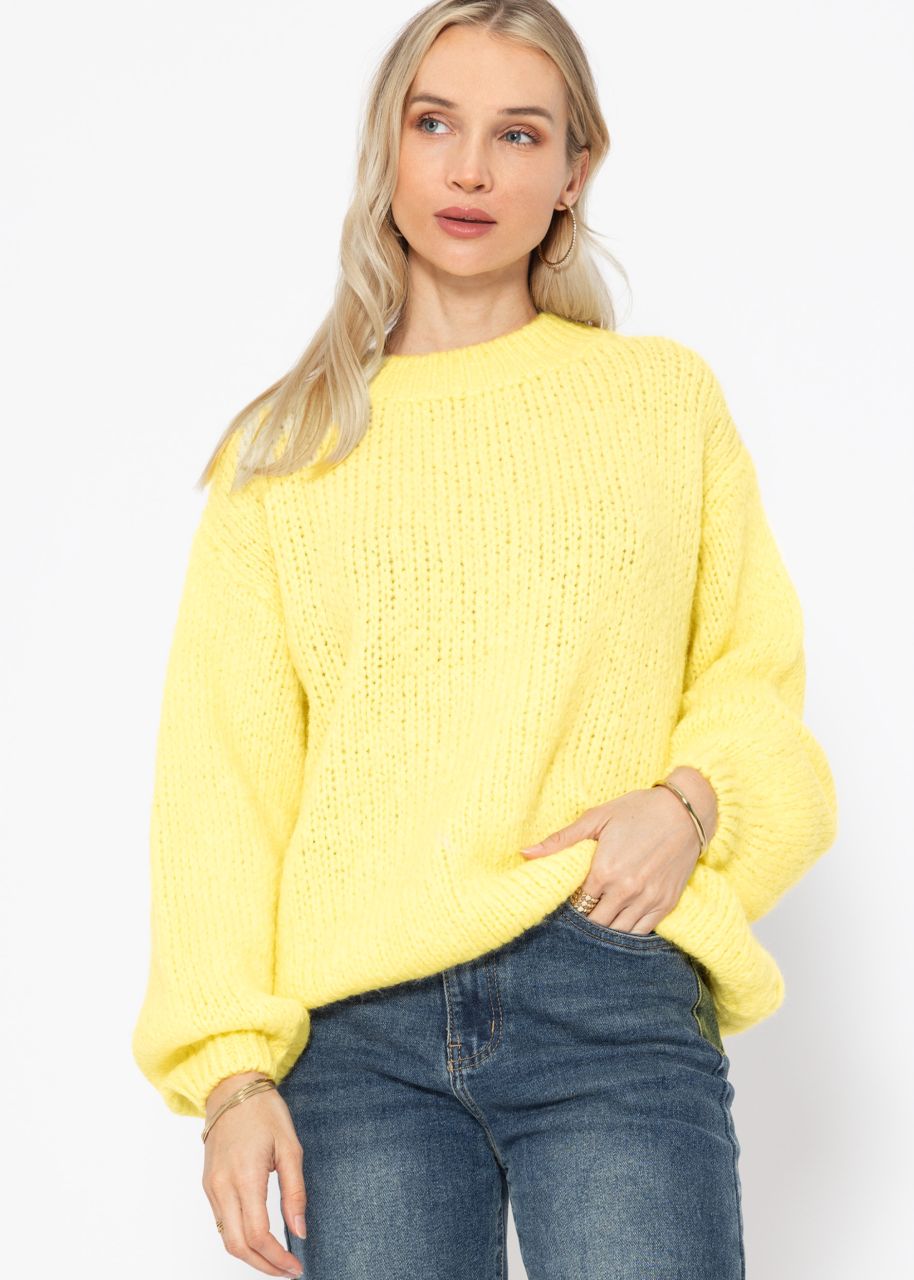 Oversized jumper with round neckline - vanilla yellow