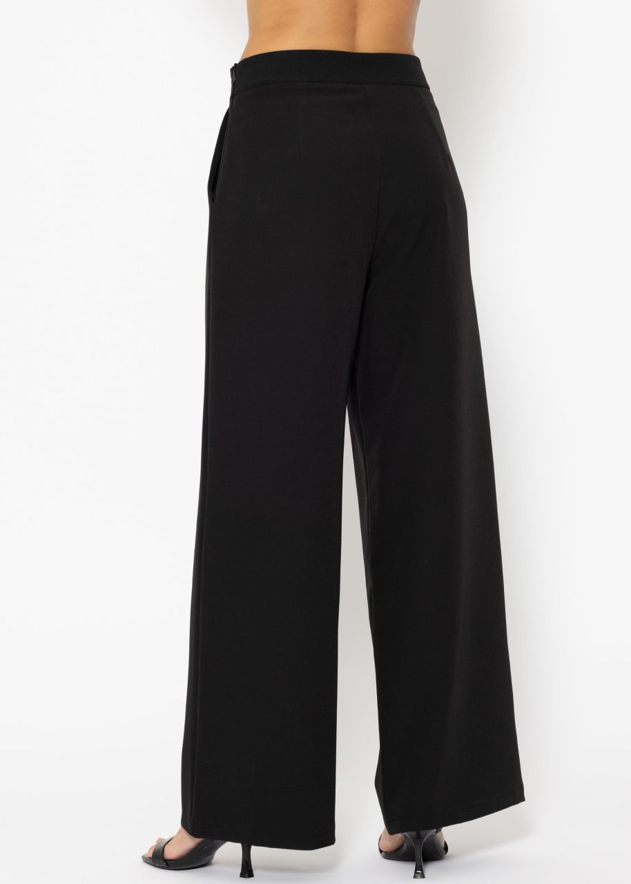 Fabric trousers with side zip - black