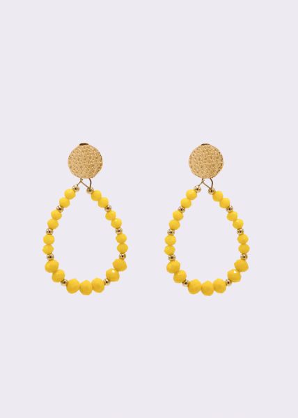 Stud earrings, gold with pearls, yellow