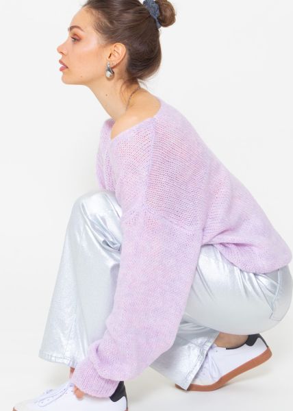 Pullover mit V-Ausschnitt - flieder