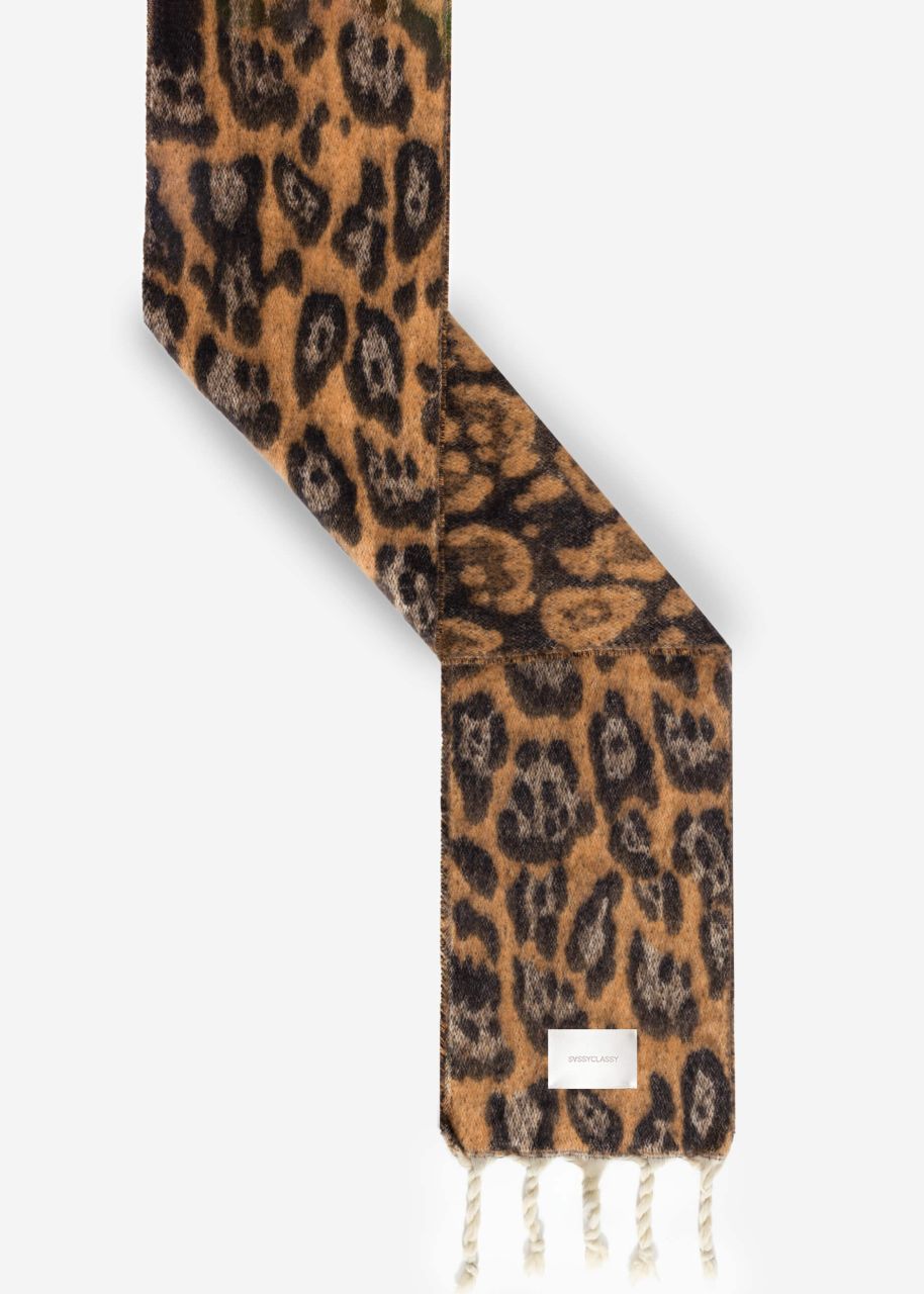 Scarf with leo print - khaki