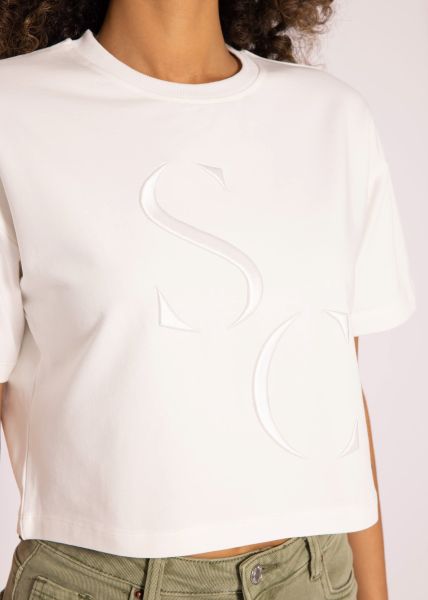 T-shirt with embroidery, offwhite