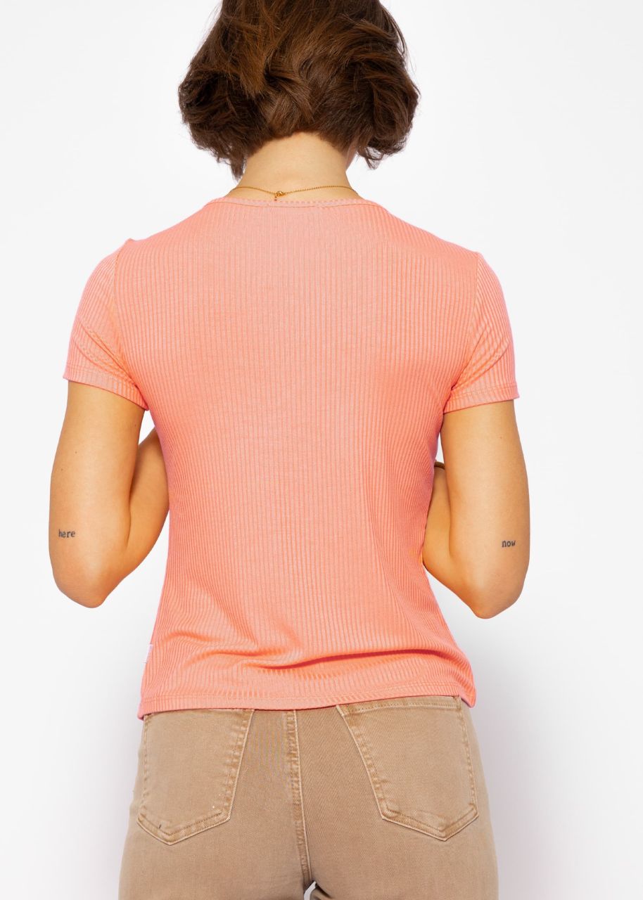 Ribbed T-shirt - peach