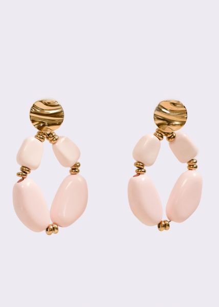 Stud earrings gold with large pearls, light pink