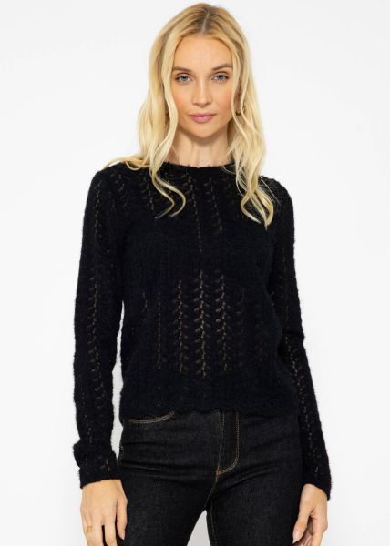 Jumper in extravagant soft lace - black