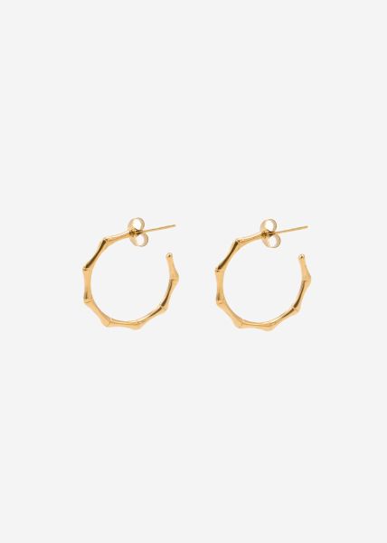 Wave-shaped slim hoop earrings - gold