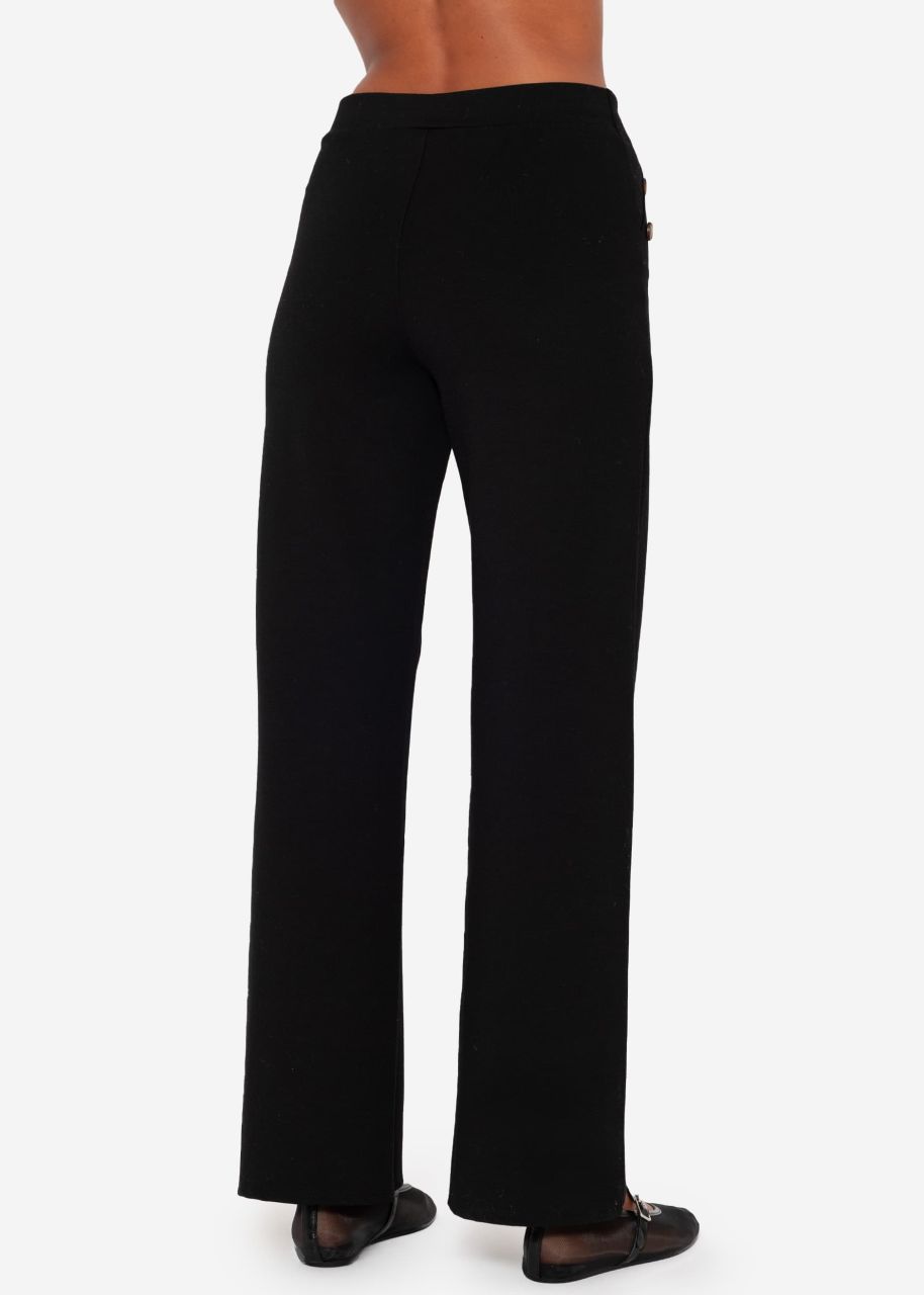 Trousers with decorative buttons - black