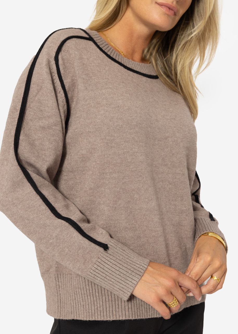 Jumper with decorative trims - taupe-black