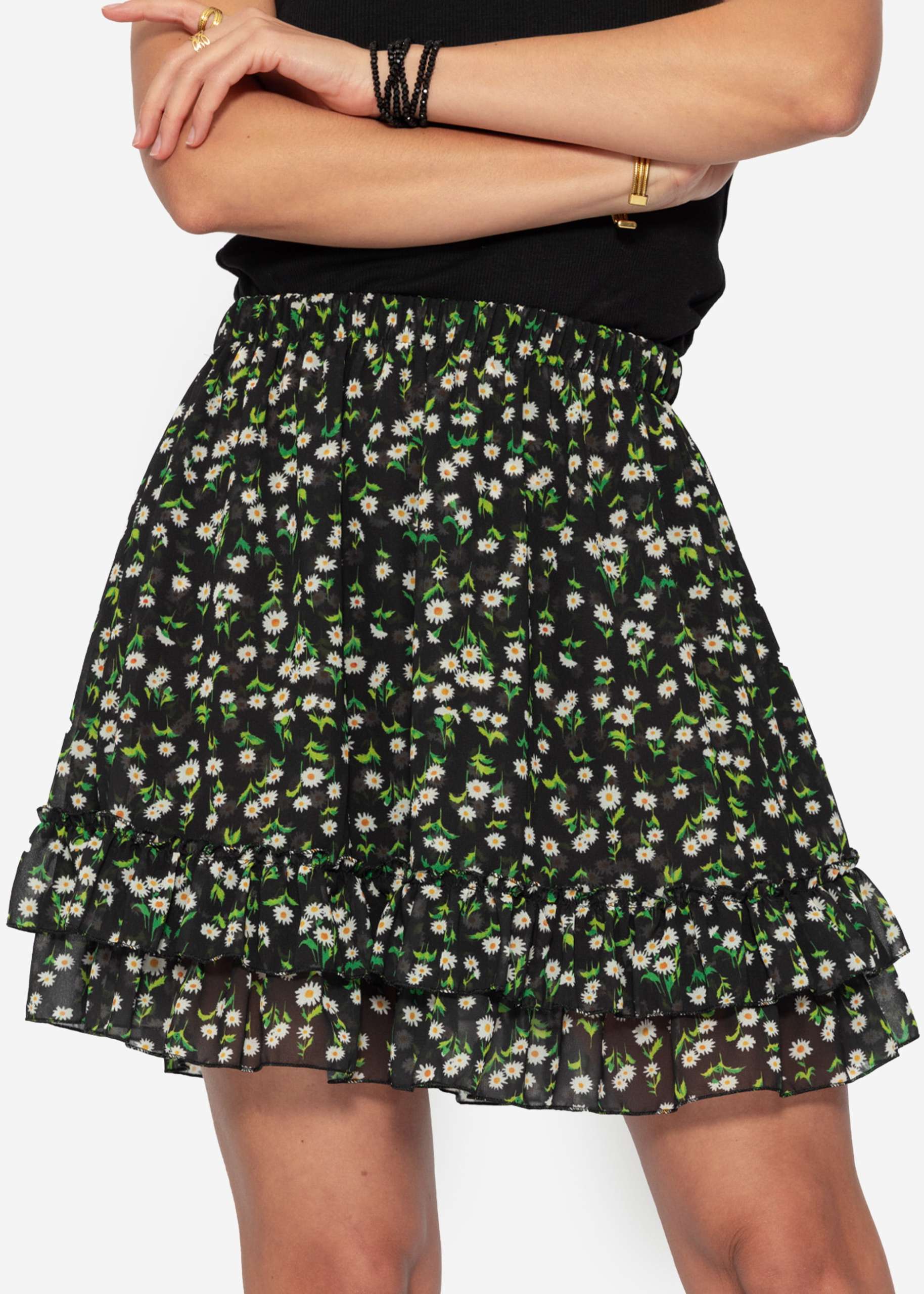 Floral skirt - black