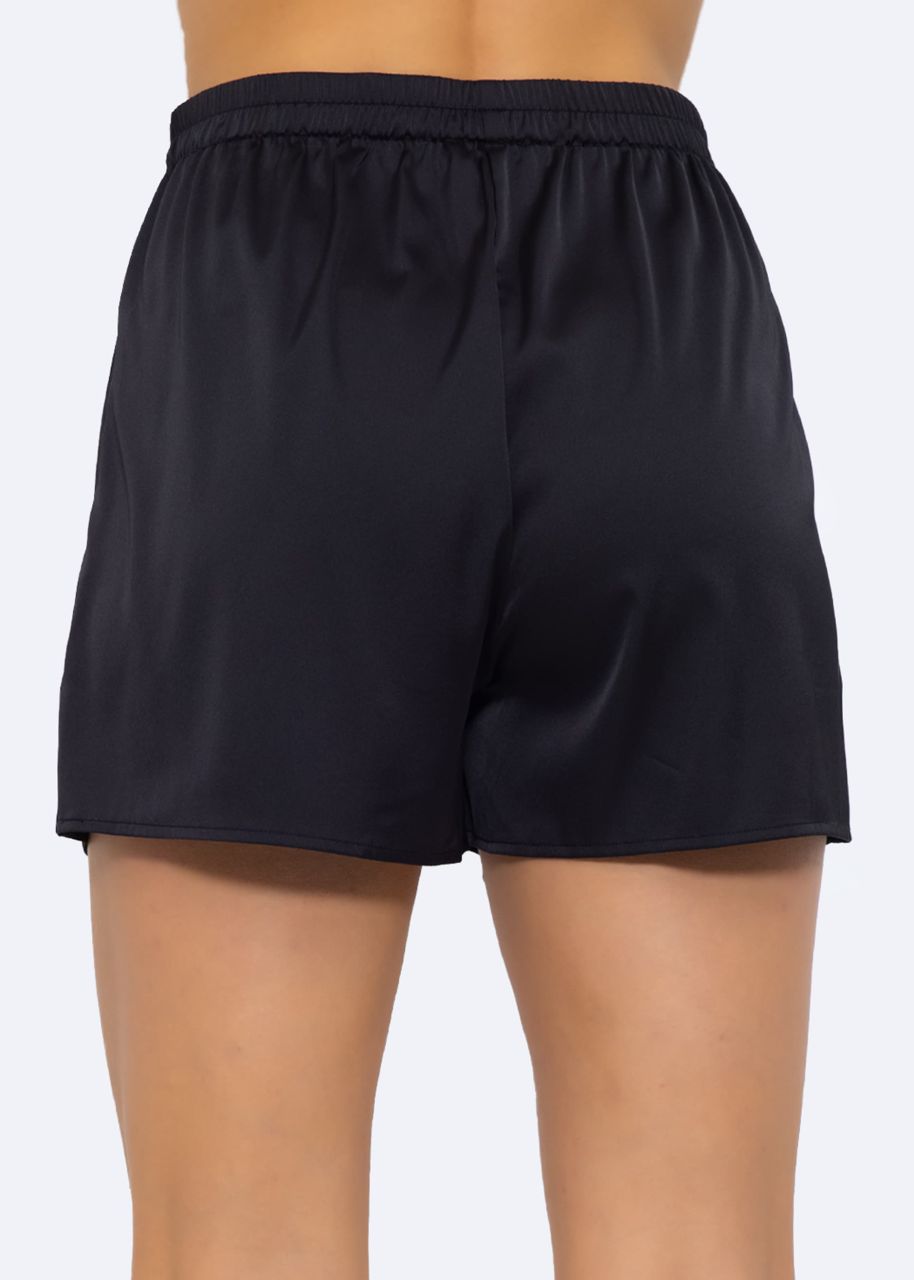 Satin pyjama shorts - black