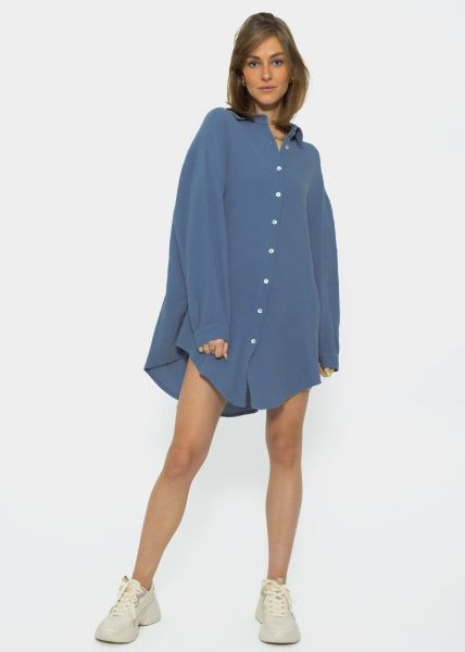 Muslin blouse oversize, blue