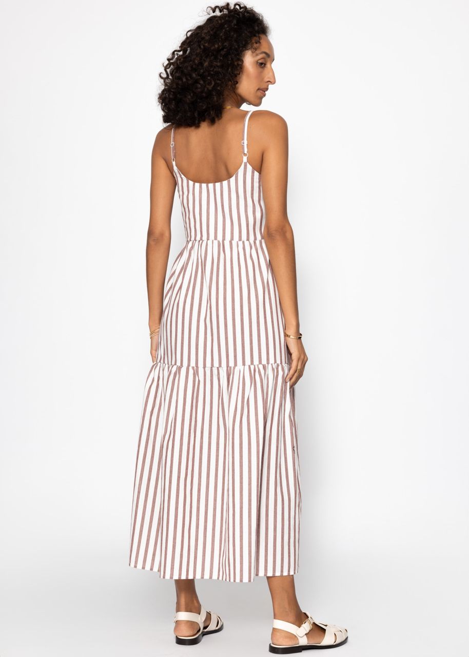 Striped maxi strap dress - burgundy