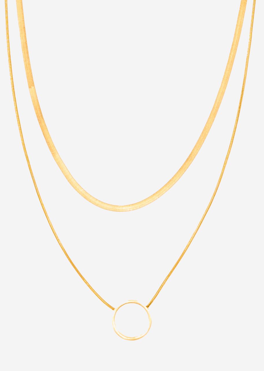 Layering necklace with pendant - gold