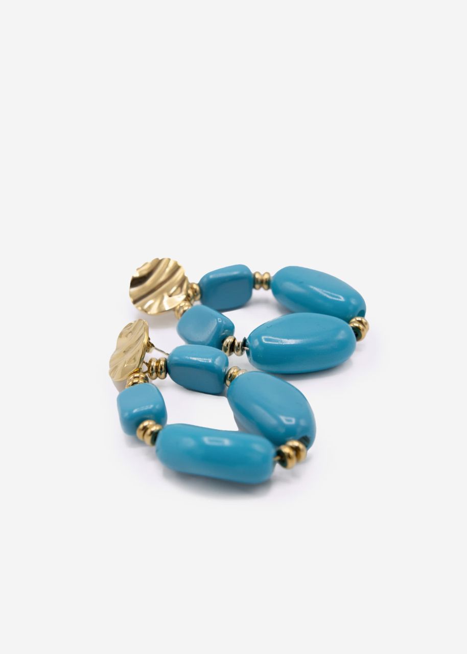 Stud earrings gold with large pearls, blue