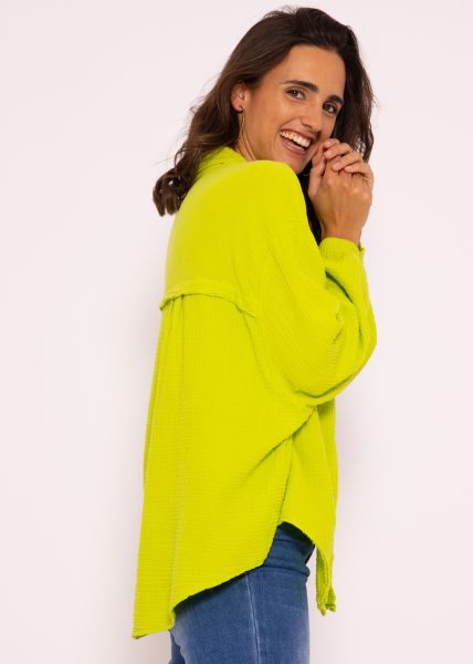 Muslin blouse oversize, short, lime green