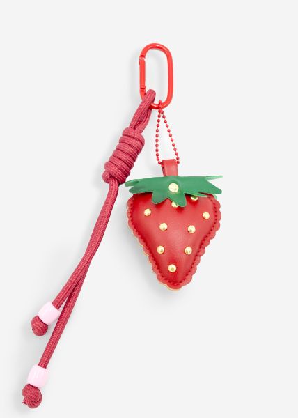 Bag charm with strawberry - red