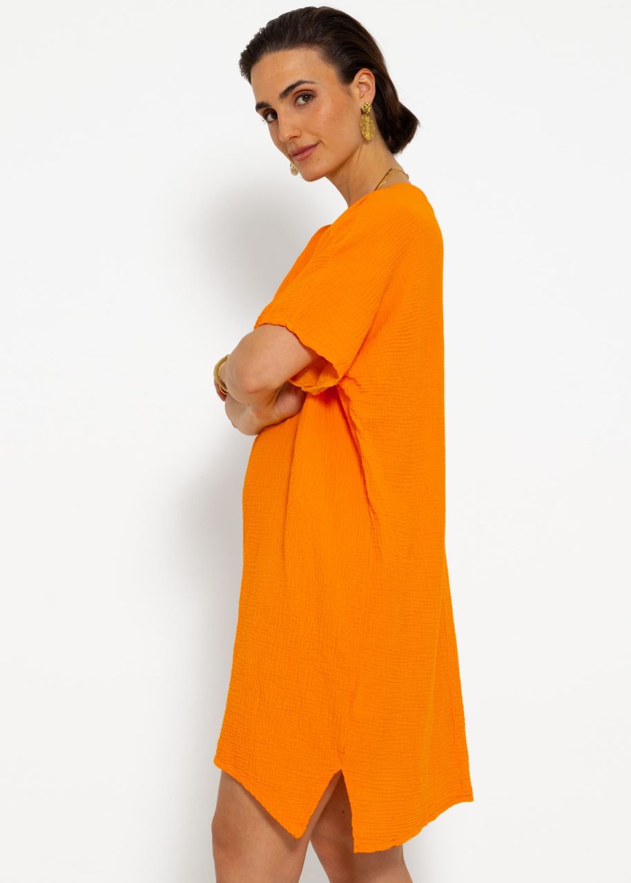 Muslin tunic with V-neck - orange