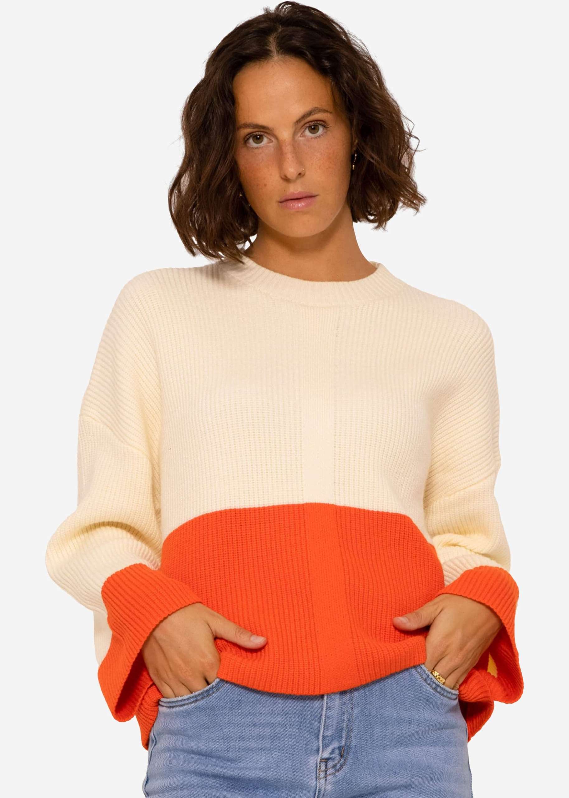 Jumper with orange hem - offwhite