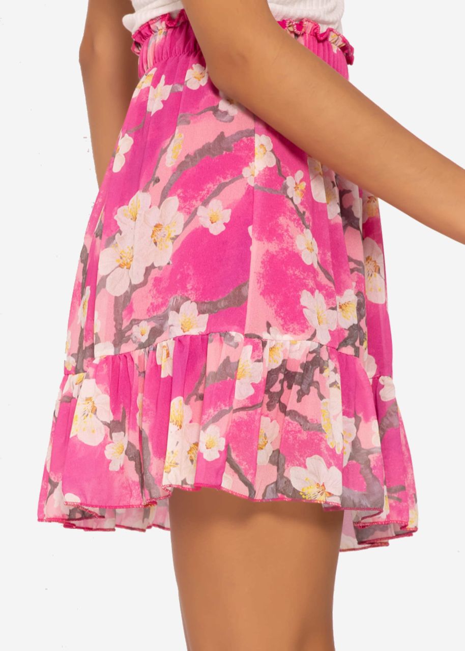 Ruched skirt with print, pink