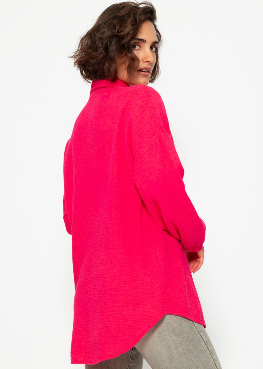 Regular fit muslin blouse - raspberry red