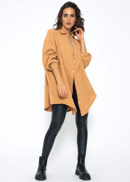 Muslin blouse oversize - light brown