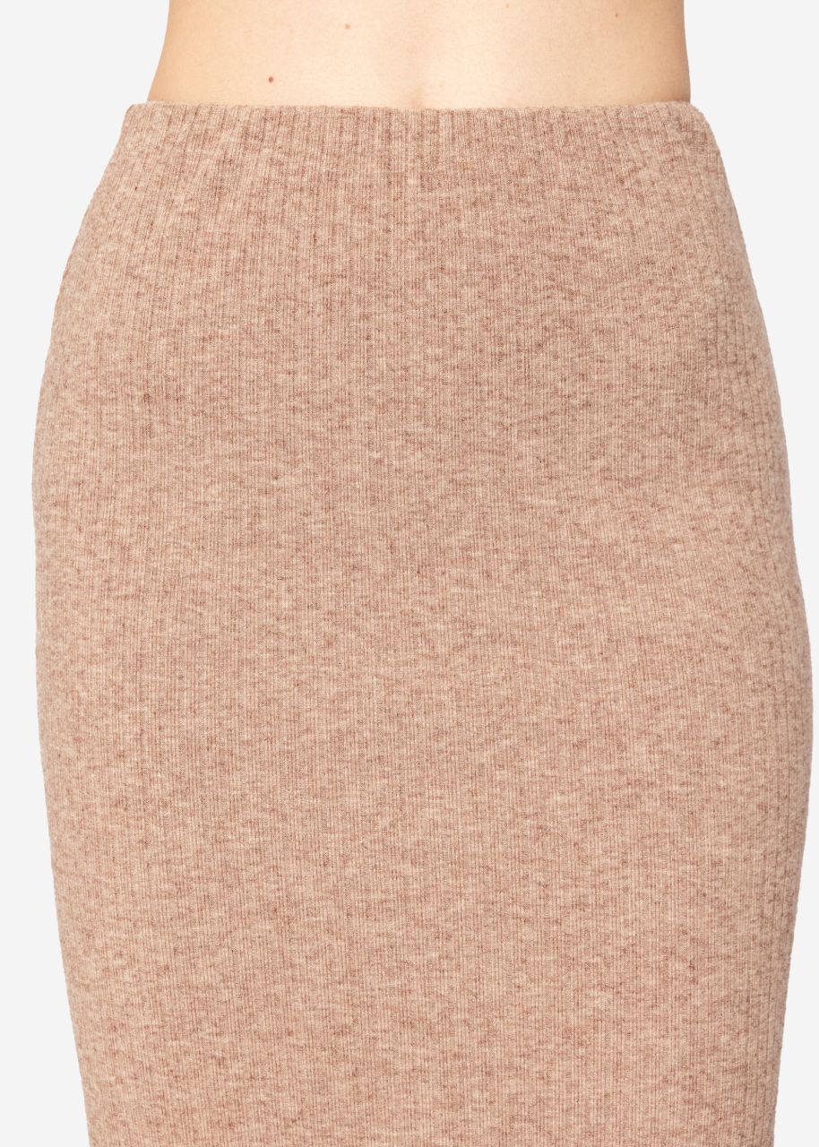 Midi length ribbed skirt - taupe