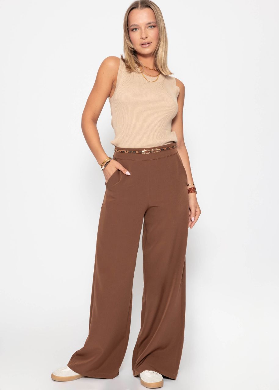 Highwaist fabric trousers - brown