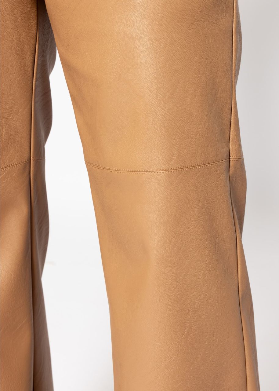 Faux leather trousers - camel