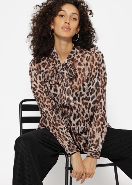 Flared blouse in leo print - brown