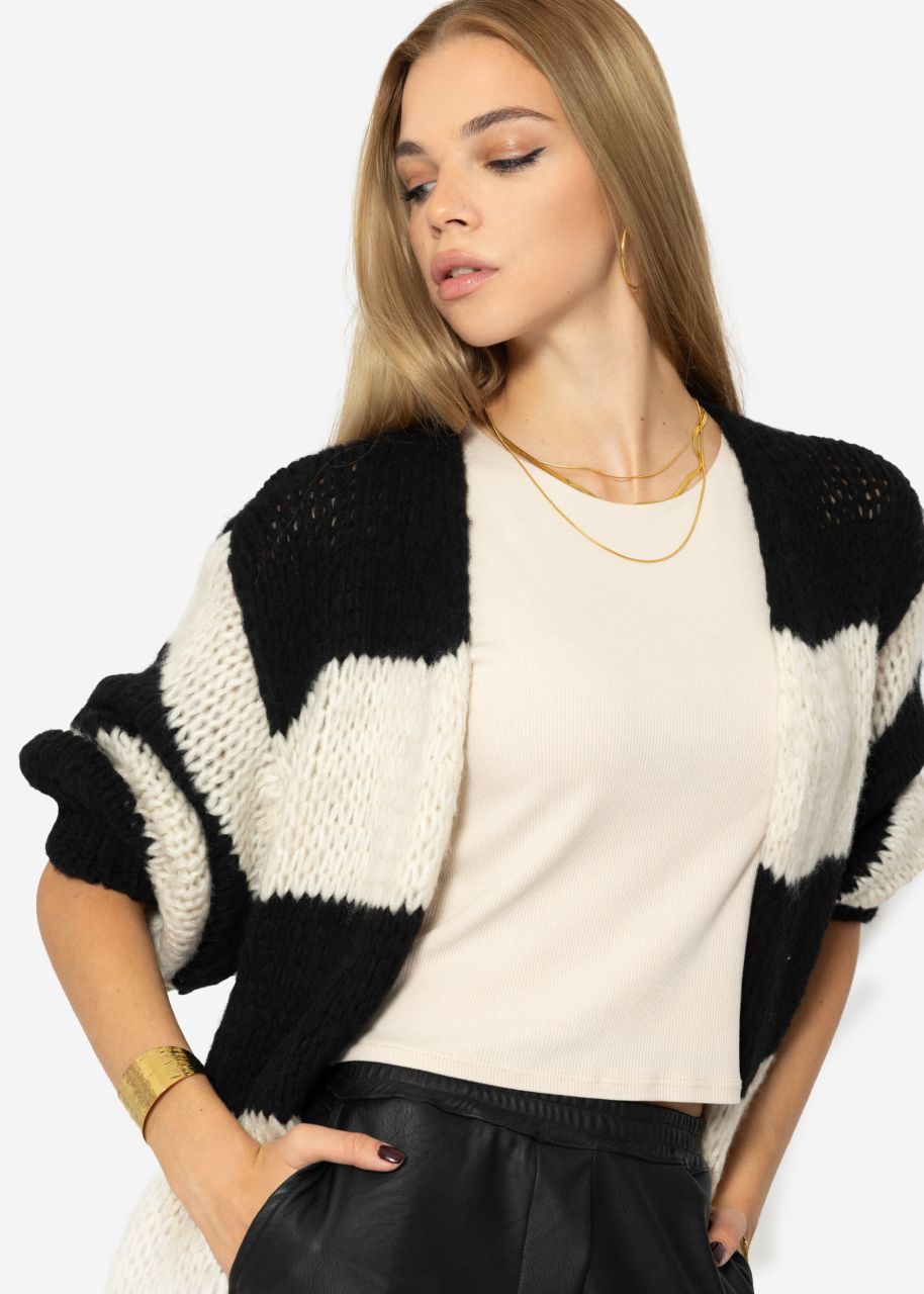 Striped oversize cardigan - black-offwhite