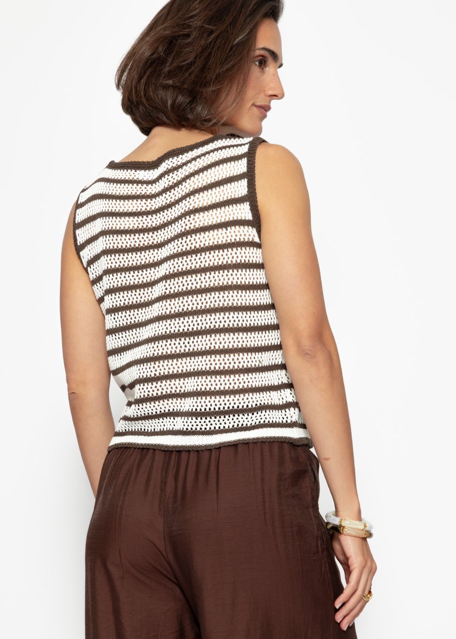 Knitted top with bow fastening - offwhite