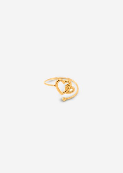 Ring with 2 hearts - gold