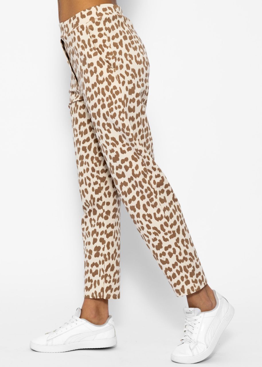 Jersey chinos in leo print - offwhite