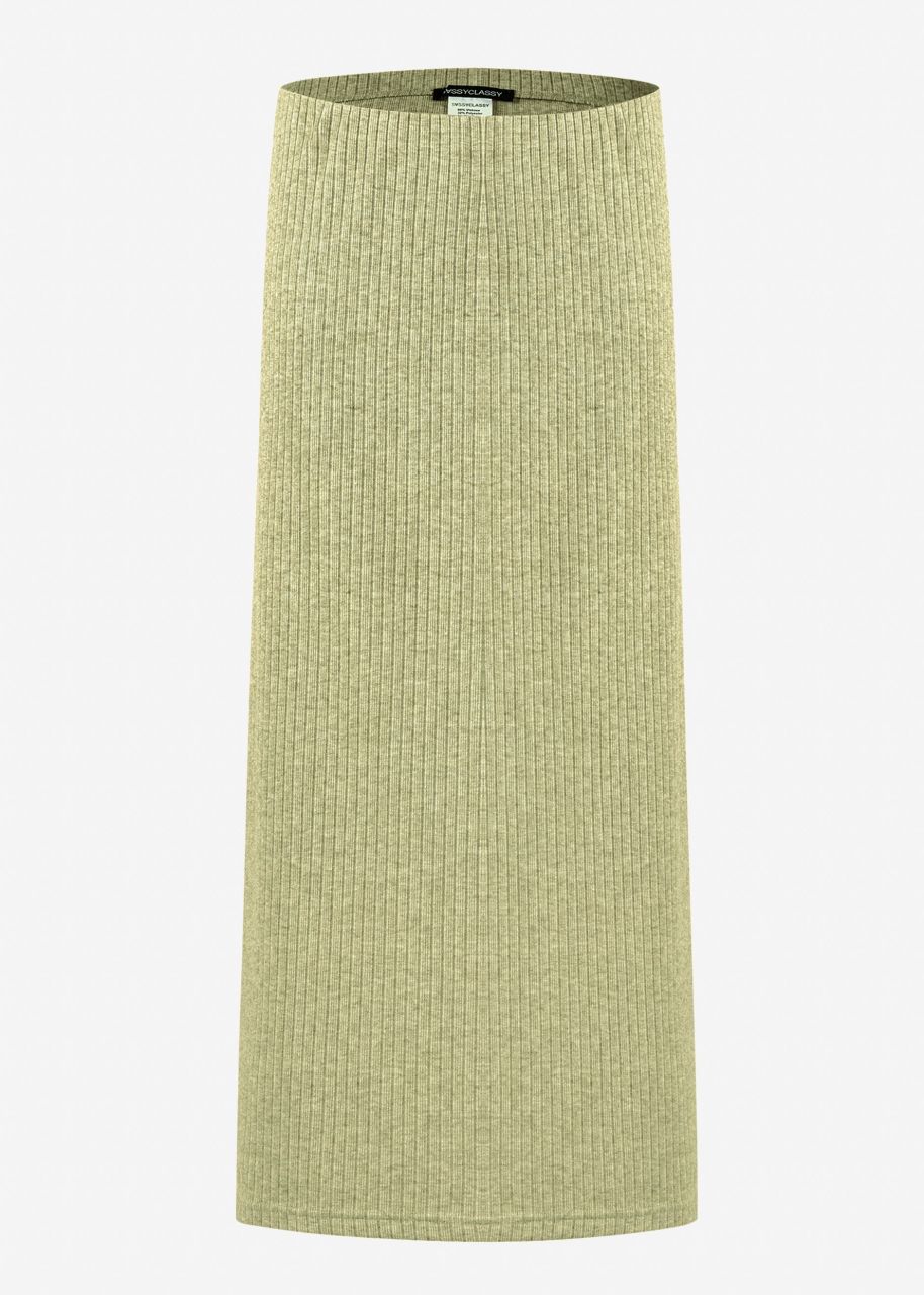 Midi length ribbed skirt - khaki