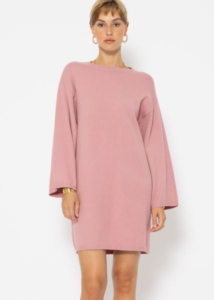 Oversize knitted mini dress - antique pink