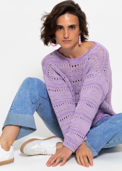 Jumper with ajour pattern - lilac-purple
