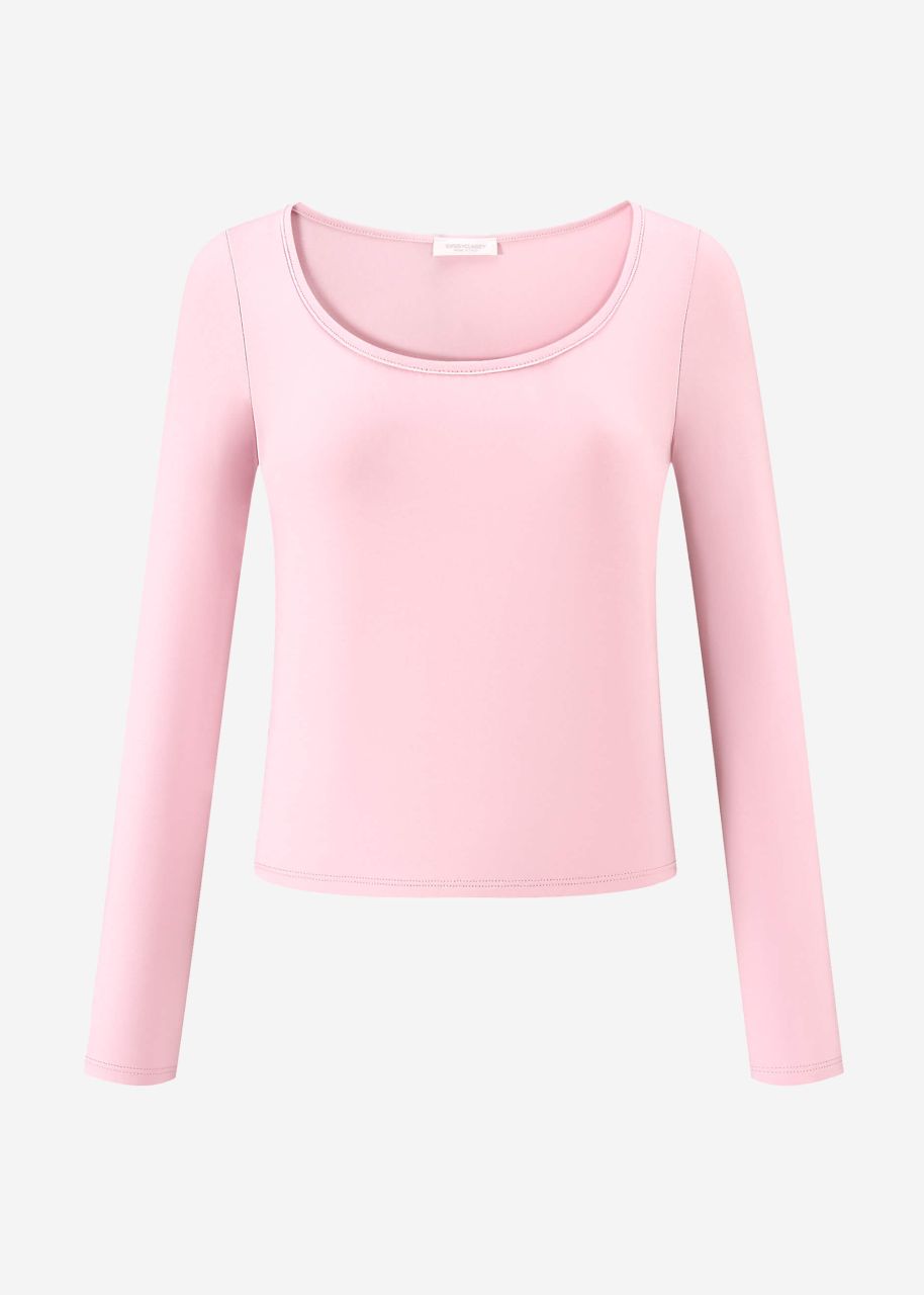 Long sleeve shirt with neckline - pink